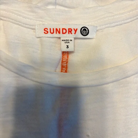 Sundry White Tee with Red Back Stitch - Picture 5 of 6
